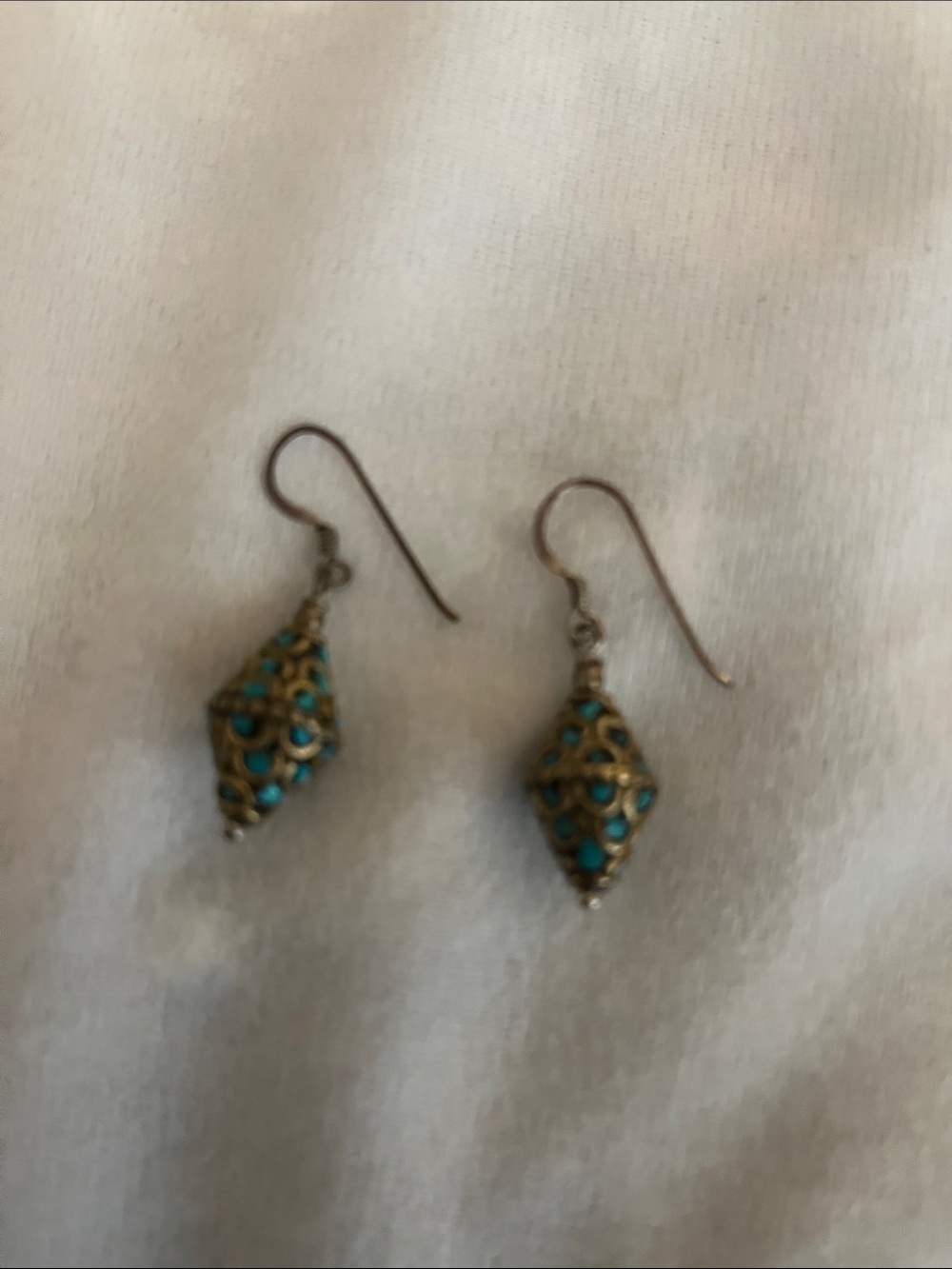 Vintage Tibetan Bicone Dangle Earrings